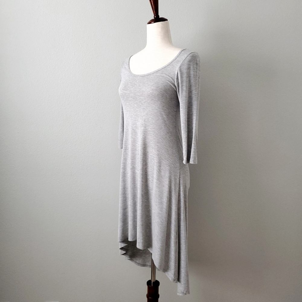 Lani California Gray Super Soft Hi-Lo Dress With 3/4 Sleeves, Size Small